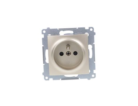 Simon 54 Gniazdo pojedynczne z/u 16A IP20 z przesłoną torów, szybkozłącza, złoty mat DGZ1CZ.01/44