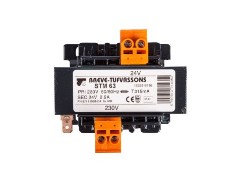 Transformator 1-fazowy bezpieczeństwa STM 63 230/ 24V 2,6A, Ta 40, 16224-9916