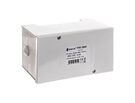 Transformator 1-fazowy bezpieczeństwa PVS 120/A 230/ 24V 5,0A, w obudowie, IP54, Ta 40, 16024-9995