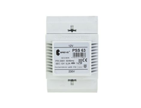 Transformator 1-fazowy modułowy bezpieczeństwa PSS 63 230/ 12V 5,2A, na szynę DIN, IP30, Ta 40, 16012-9976