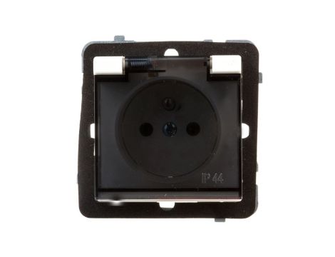 SONATA Gniazdo bryzgoszczelne z/u IP44 klapka przezroczysta ecru GPH-1RZ/m/27/d