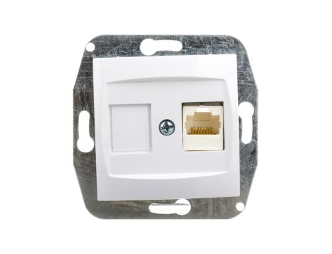 CARLA Gniazdo komputerowe pojedyncze RJ45 cat 5e białe 1748-10