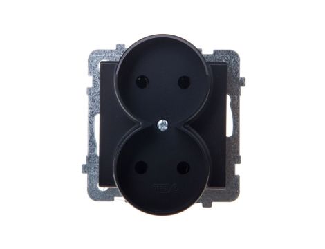 SONATA Gniazdo podwójne b/u czarny metalik GP-2RR/m/33