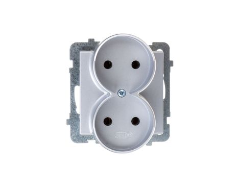 SONATA Gniazdo podwójne b/u srebro mat GP-2RR/m/38