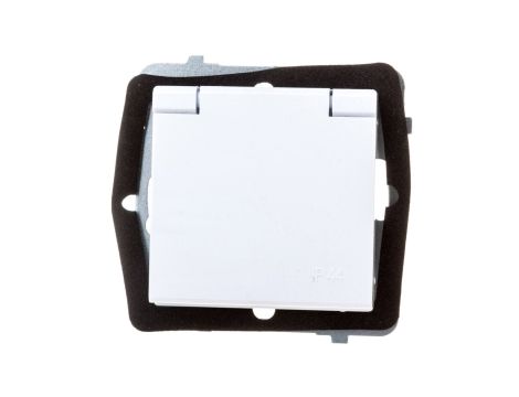 SONATA Gniazdo bryzgoszczelne z/u IP44 klapka biała GPH-1RZ/m/00/w