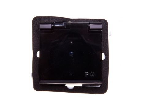 SONATA Gniazdo bryzgoszczelne z/u IP44 klapka przezroczysta czarny metalik GPH-1RZ/m/33/d