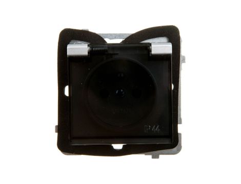 SONATA Gniazdo bryzgoszczelne z/u IP44 klapka przezroczysta srebro mat GPH-1RZ/m/38/d