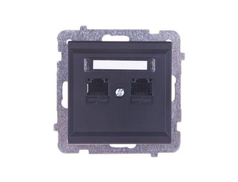 SONATA Gniazdo komputerowe podwójne 2xRJ45 kat.5e czarny metalik KRONE GPK-2R/K/m/33