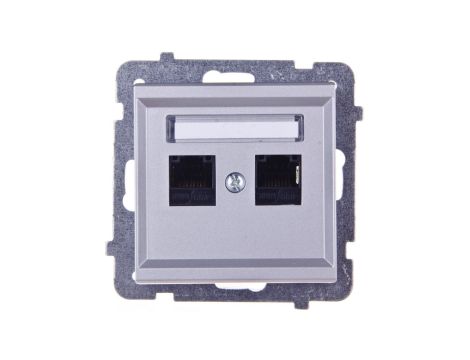 SONATA Gniazdo komputerowe podwójne 2xRJ45 kat.5e srebro mat KRONE GPK-2R/K/m/38