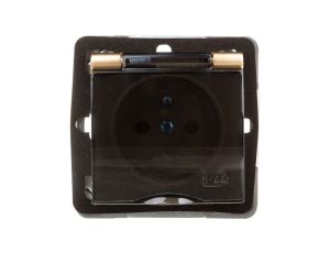 IMPRESJA Gniazdo bryzgoszczelne z/u IP44 klapka przezroczysta złoty metalik GPH-1YZ/m/28/d