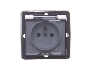 IMPRESJA Gniazdo bryzgoszczelne z/u IP44 z przesłonami klapka przezroczysta białe GPH-1YZP/m/00/d