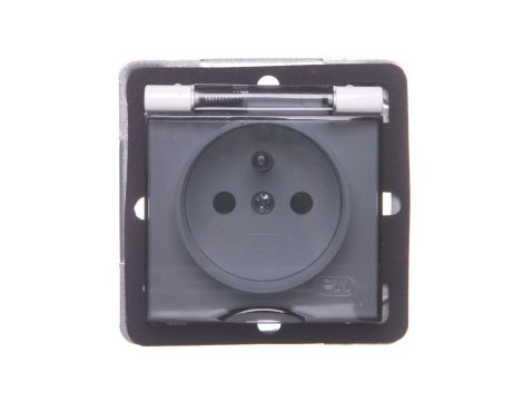 IMPRESJA Gniazdo bryzgoszczelne z/u IP44 z przesłonami klapka przezroczysta białe GPH-1YZP/m/00/d