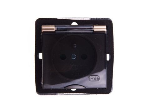 IMPRESJA Gniazdo bryzgoszczelne z/u IP44 z przesłonami klapka przezroczysta złoty metalik GPH-1YZP/m/28/d