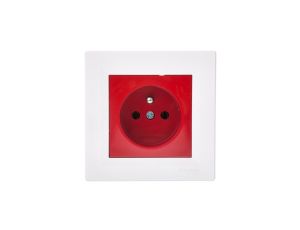 Gniazdo pojedyncze Asfora z/u czerwono-białe z ramką EPH2800421