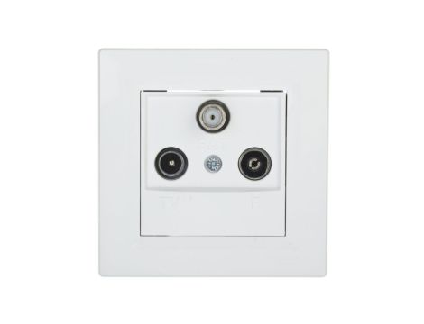 Gniazdo antenowe Asfora RTV-SAT przelotowe 4dB białe z ramką EPH3500221