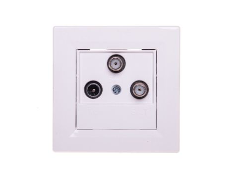 Gniazdo antenowe Asfora TV-SAT-SAT końcowe 1dB białe z ramką EPH3600121