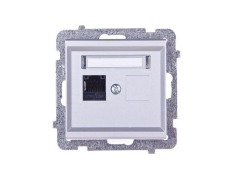 SONATA Gniazdo komputerowe pojedyncze RJ45 kat.5e srebro mat KRONE GPK-1R/K/m/38