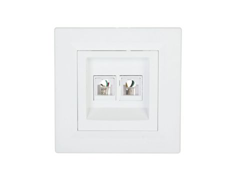 Gniazdo telefoniczne Asfora podwójne 2xRJ11 białe z ramką EPH4200121
