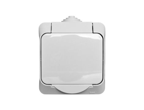 Cedar Plus Gniazdo hermetyczne z/u z klapką i przesłonami 16A IP44 szare WDE000640