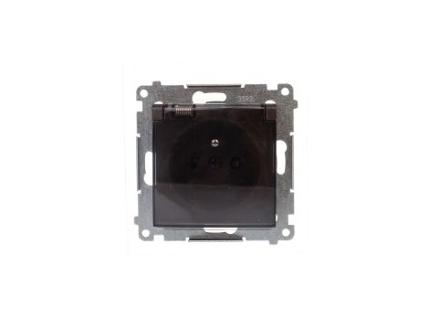 Simon 54 Gniazdo bryzgoszczelne z/u IP44 z przesłoną torów z klapką brąz mat DGZ1BZ.01/46A