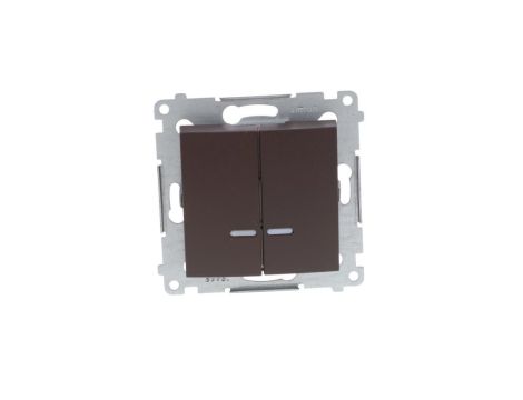 Simon 54 Łącznik bryzgoszczelny świecznikowy IP44, szybkozłącza, z podświetleniem brąz mat DW5BL.01/46