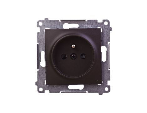 Simon 54 Gniazdo pojedyncze z/u 16A IP20 z przesłoną torów brąz mat DGZ1Z.01/46