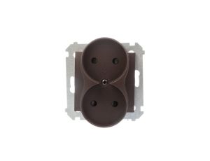 Simon 54 Gniazdo podwójne b/u 16A IP20 z przesłoną torów brąz mat DG2MZ.01/46
