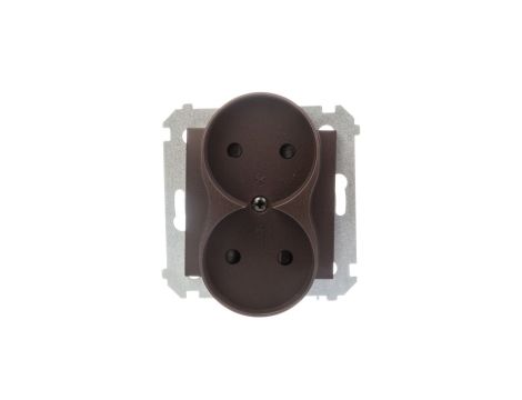 Simon 54 Gniazdo podwójne b/u 16A IP20 z przesłoną torów brąz mat DG2MZ.01/46