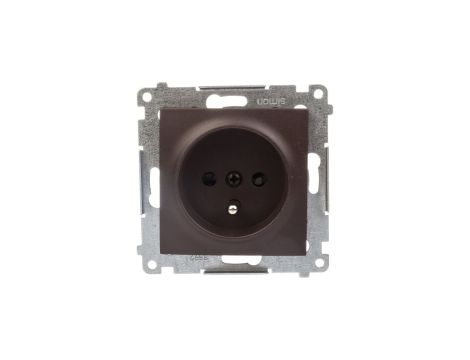 Simon 54 Gniazdo pojedyncze z/u 16A IP20 z przesłoną torów, szybkozłącza, brąz mat DGZ1CZ.01/46
