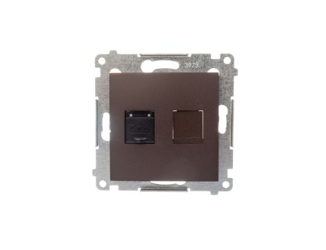 Simon 54 Gniazdo komputerowe pojedyncze RJ45 kat6 z przesłoną brąz mat D61.01/46