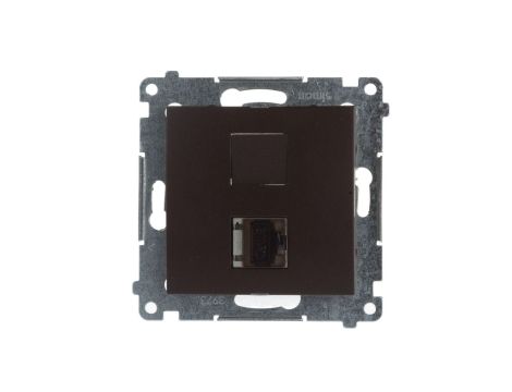 Simon 54 Gniazdo komputerowe pojedyncze RJ45 kat.6 ekranowane z przesłoną brąz mat D61E.01/46