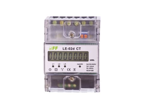 Licznik energii elektrycznej 3-fazowy 5A 230/400V do współpracy z przekładnikiem (programowalny) 20-6000/5A LCD LE-02D-CT