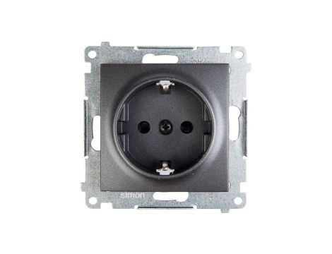 Simon 54 Gniazdo pojedyncze SCHUKO z/u 16A IP20 z przesłoną torów, szybkozłącza, antracyt DGSz1CZ.01/48