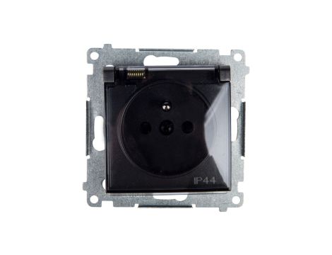 Simon 54 Gniazdo bryzgoszczelne z/u IP44 z klapką transparentną bez uszczelki antracyt DGZ1BUZ.01/48A