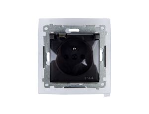 Simon 54 Gniazdo bryzgoszczelne z/u IP44 z klapką transparentną antracyt DGZ1BZ.01/48A