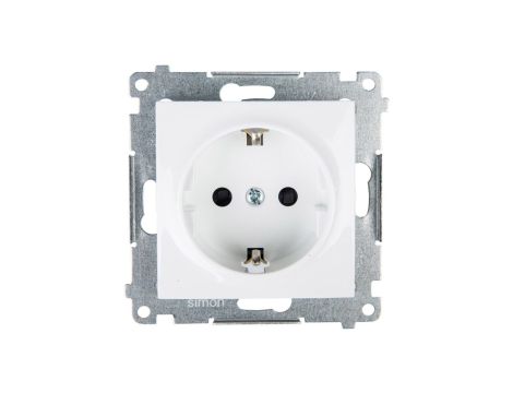 Simon 54 Gniazdo pojedyncze SCHUKO z/u 16A IP20 z przesłoną torów białe DGSz1Z.01/11