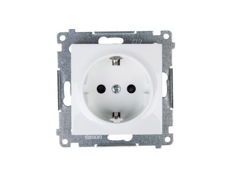 Simon 54 Gniazdo pojedyncze SCHUKO z/u 16A IP20 z przesłoną torów, szybkozłącza, białe DGSz1CZ.01/11
