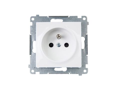 Simon 54 Gniazdo pojedyncze z/u 16A IP20 z przesłoną torów białe DGZ1Z.01/11