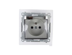 Simon 54 Gniazdo bryzgoszczelne z/u IP44 z klapką transparentną białe DGZ1BZ.01/11A