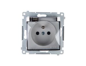 Simon 54 Gniazdo bryzgoszczelne z/u IP44 z klapką transparentną białe DGZ1BUZ.01/11A