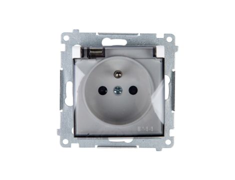 Simon 54 Gniazdo bryzgoszczelne z/u IP44 z klapką transparentną białe DGZ1BUZ.01/11A