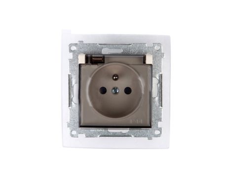 Simon 54 Gniazdo bryzgoszczelne z/u IP44 z klapką transparentną kremowe DGZ1BZ.01/41A