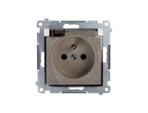 Simon 54 Gniazdo bryzgoszczelne z/u IP44 z klapką transparentną bez uszczelki kremowe DGZ1BUZ.01/41A