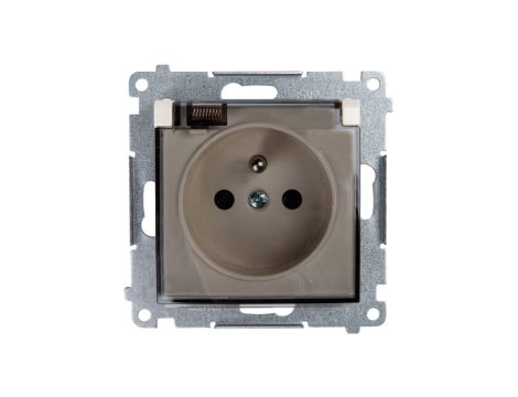 Simon 54 Gniazdo bryzgoszczelne z/u IP44 z klapką transparentną bez uszczelki kremowe DGZ1BUZ.01/41A