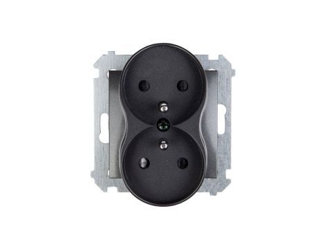 Simon 54 Gniazdo podwójne z/u 16A IP20 z przesłoną torów antracyt DGZ2MZ.01/48