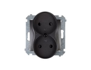 Simon 54 Gniazdo podwójne b/u 16A IP20 z przesłoną torów antracyt DG2MZ.01/48