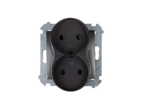 Simon 54 Gniazdo podwójne b/u 16A IP20 z przesłoną torów antracyt DG2MZ.01/48