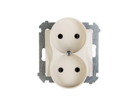 Simon 54 Gniazdo podwójne b/u 16A IP20 z przesłoną torów kremowe DG2MZ.01/41
