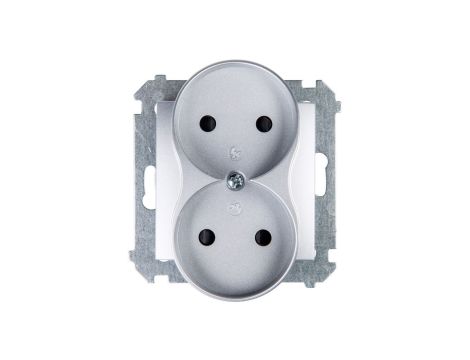 Simon 54 Gniazdo podwójne b/u 16A IP20 srebrny mat DG2MZ.01/43