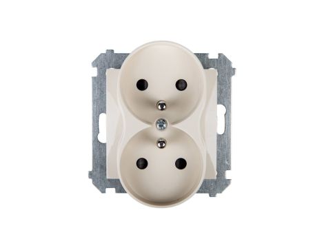 Simon 54 Gniazdo podwójne z/u 16A IP20 z przesłoną torów kremowe DGZ2MZ.01/41